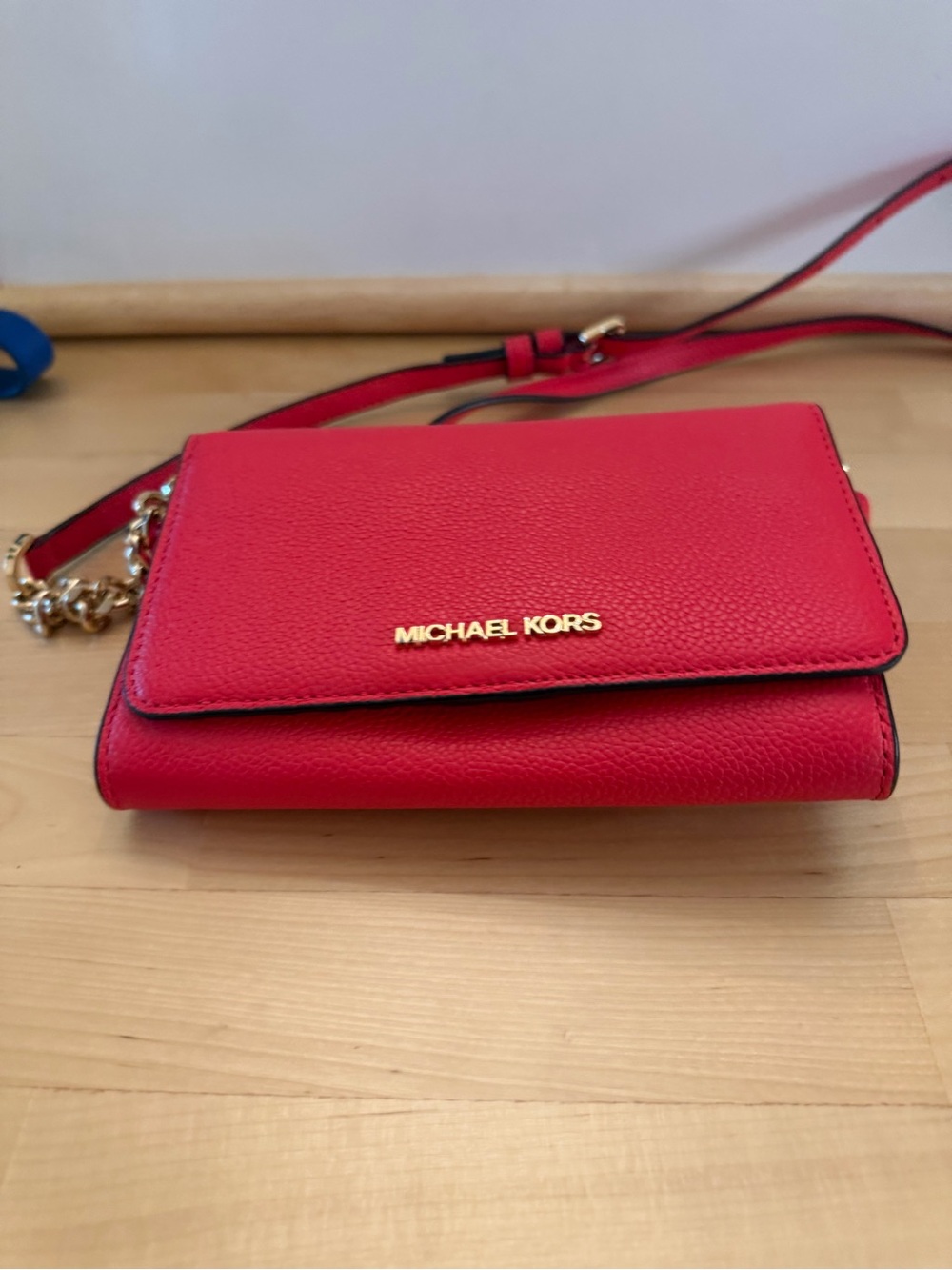 Michael Kors Red Pebbled Leather Crossbody